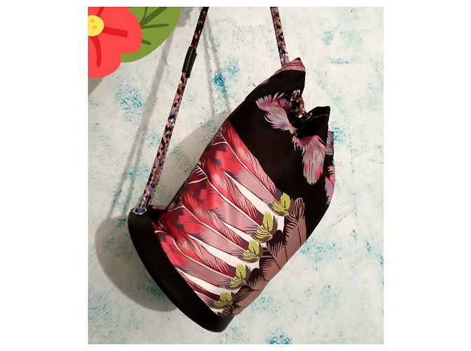 Hermès "Feathers and Flowers" Beutel Braun Schwarz Pink Weiß Rot Blau - Ansicht 6