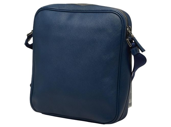 Saffiano Prada Crossbody-Schultertasche mit Triangle-Logo-Plakette Marineblau - Ansicht 2