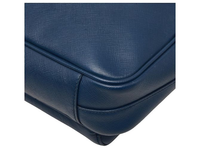 Saffiano Prada Crossbody-Schultertasche mit Triangle-Logo-Plakette Marineblau - Ansicht 6
