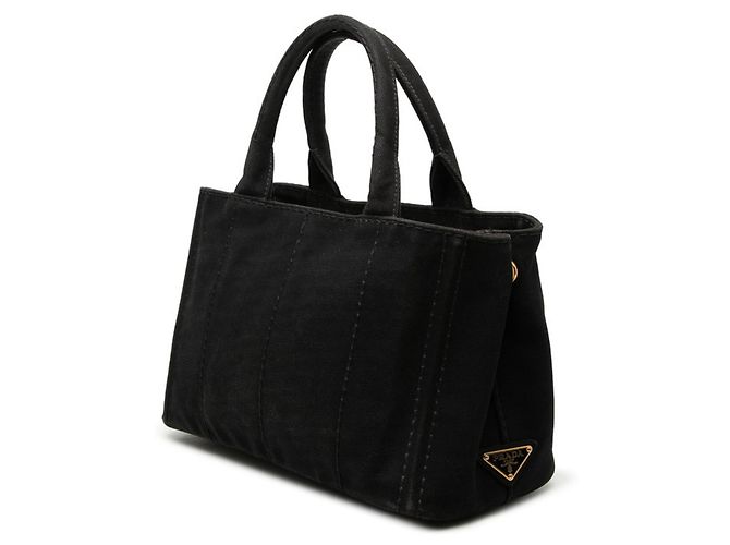 Prada Triangle Logo Plate Canapa Mini Handbag Schwarz - Ansicht 2