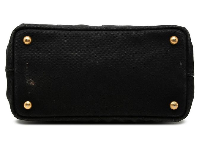 Prada Triangle Logo Plate Canapa Mini Handbag Schwarz - Ansicht 3