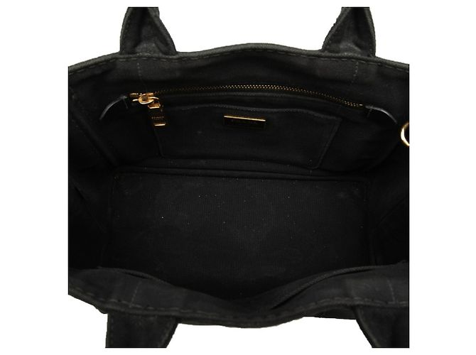 Prada Triangle Logo Plate Canapa Mini Handbag Schwarz - Ansicht 4