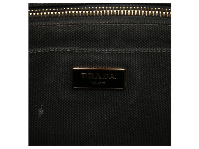 Prada Triangle Logo Plate Canapa Mini Handbag Schwarz - Ansicht 5
