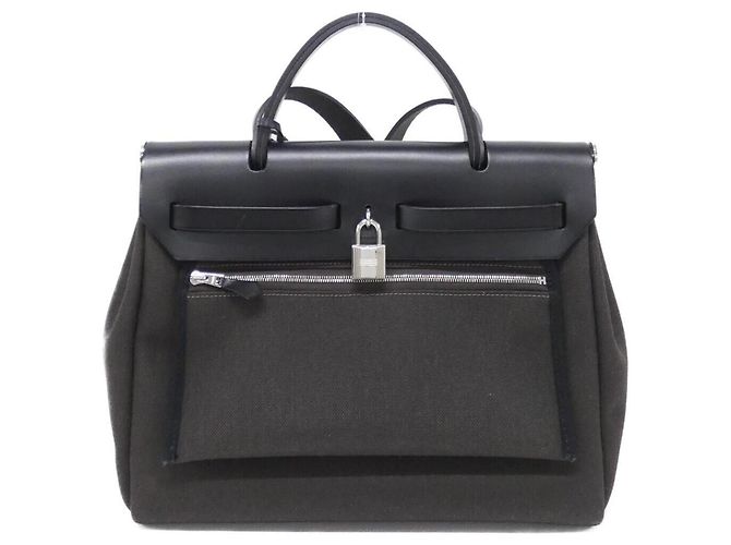 Hermès Bolso Hermes Herbag Zip PM Negro Damier ebene - vista 2
