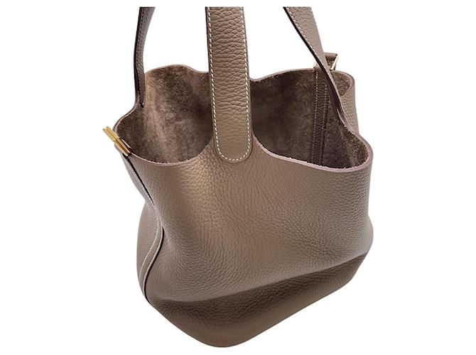 Hermès Borsa Hermes Picotin Lock MM Taupe - vista 13