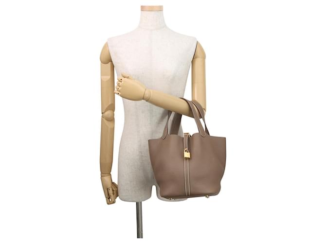 Hermès Borsa Hermes Picotin Lock MM Taupe - vista 4
