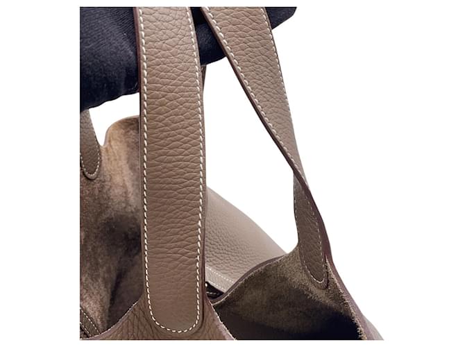 Hermès Borsa Hermes Picotin Lock MM Taupe - vista 8
