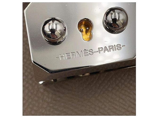 Sac à dépêches Hermès Pochette en cuir Epsom gris Etoupe Hermes Taupe - vue 10