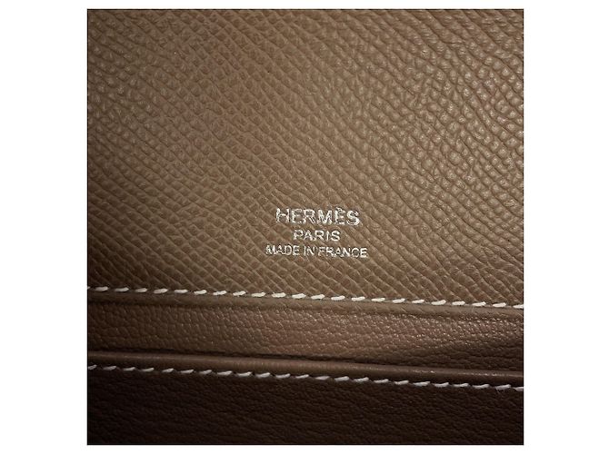 Sac à dépêches Hermès Pochette en cuir Epsom gris Etoupe Hermes Taupe - vue 17