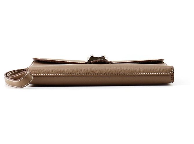 Sac à dépêches Hermès Pochette en cuir Epsom gris Etoupe Hermes Taupe - vue 3