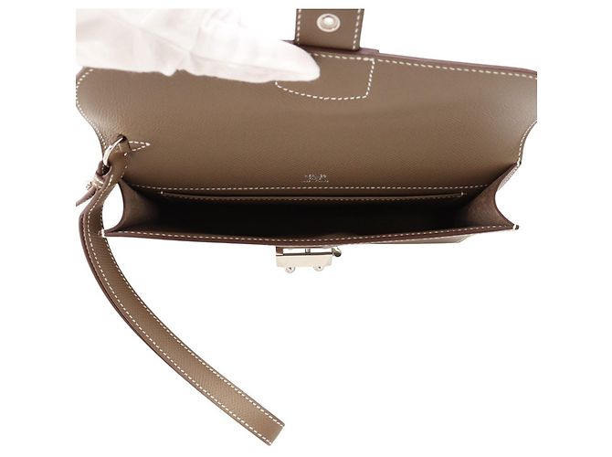 Sac à dépêches Hermès Pochette en cuir Epsom gris Etoupe Hermes Taupe - vue 5