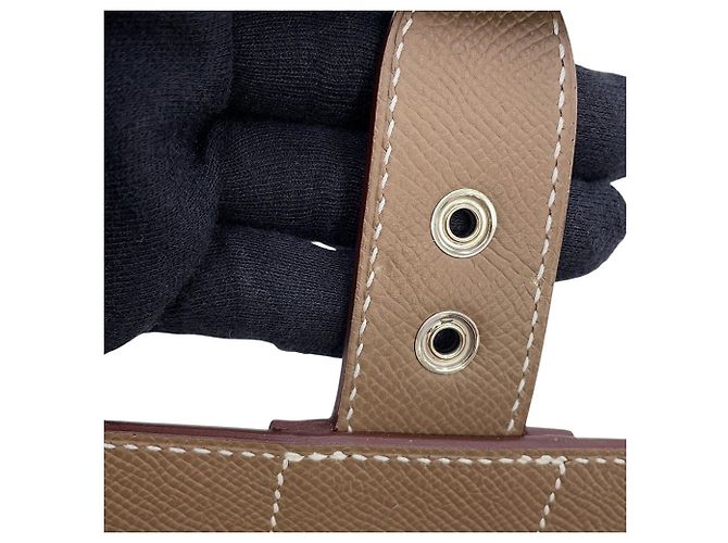 Sac à dépêches Hermès Pochette en cuir Epsom gris Etoupe Hermes Taupe - vue 7