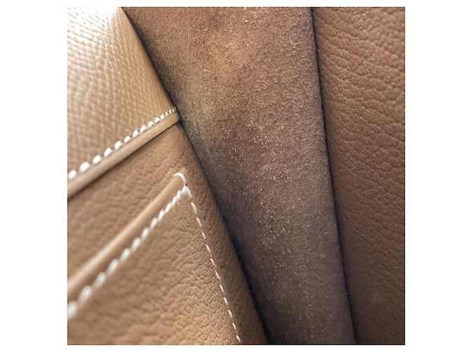 Sac à dépêches Hermès Pochette en cuir Epsom gris Etoupe Hermes Taupe - vue 9
