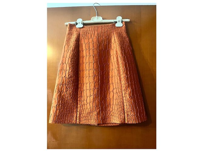 Minifalda Bally Naranja Efecto Cocodrilo Marrón claro - vista 2