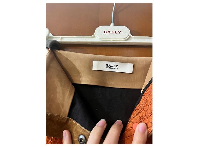 Minifalda Bally Naranja Efecto Cocodrilo Marrón claro - vista 4