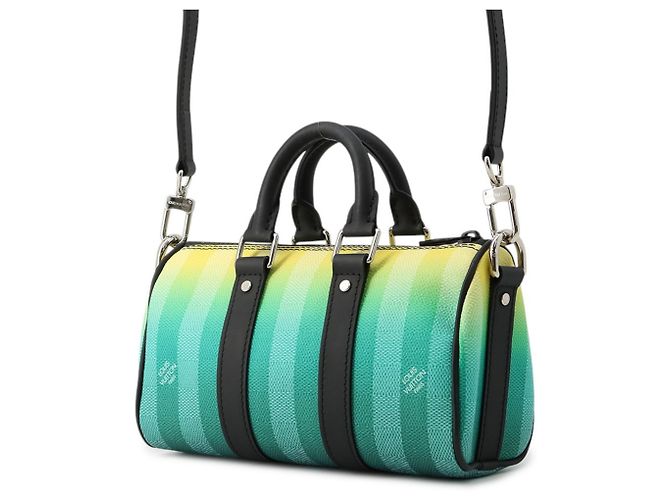 Borsa Louis Vuitton Damier Stripe Keepall XS Verde Giallo Damier ebene - vista 2