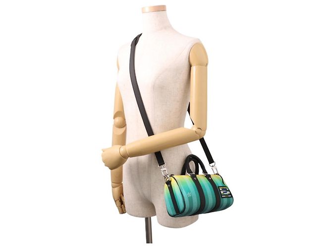 Borsa Louis Vuitton Damier Stripe Keepall XS Verde Giallo Damier ebene - vista 5