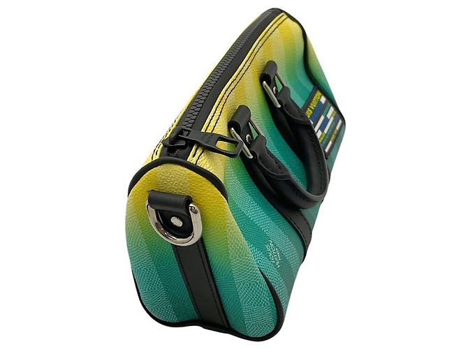 Borsa Louis Vuitton Damier Stripe Keepall XS Verde Giallo Damier ebene - vista 9