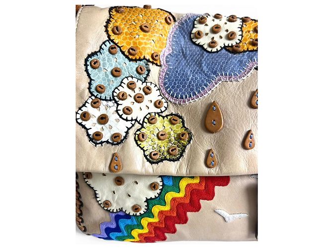 BORSA BAGUETTE FENDI ULTRA RARA MAXI RAINBOW WHIPSTITCH RICAMATA 3-WAY - vista 8