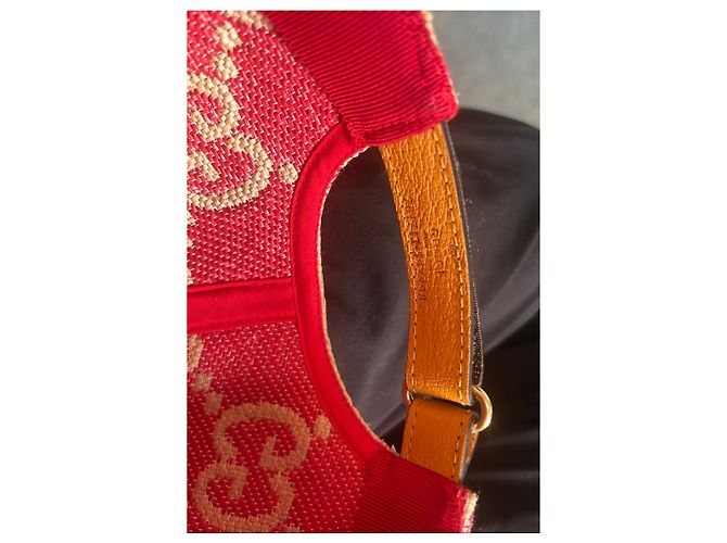 Gucci Cap aus Stroh mit rotem GG Monogramm - Ansicht 6