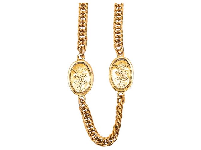 Collana a catena con corona e logo Coco di Chanel D'oro - vista 3