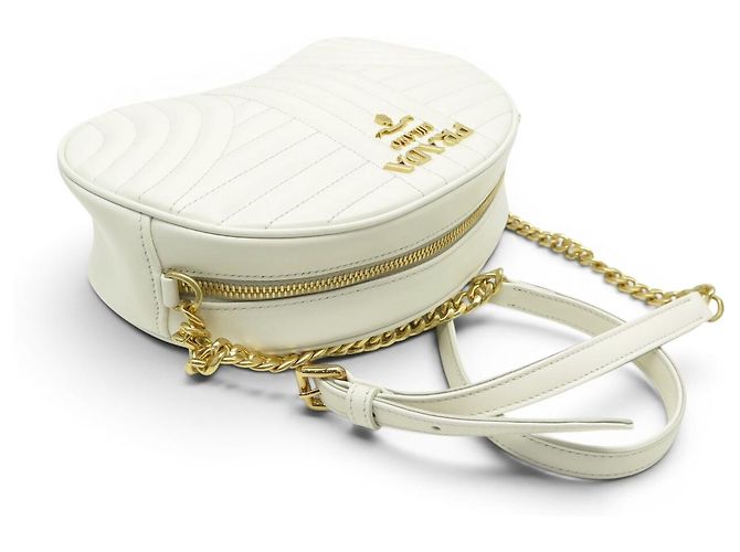 NUOBA BORSA PRADA DIAGRAMME CAMERA 1BH130 PELLE BIANCA A TRACCOLLA Bianco - Ansicht 4