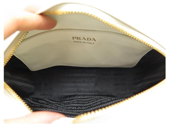 NUOBA BORSA PRADA DIAGRAMME CAMERA 1BH130 PELLE BIANCA A TRACCOLLA Bianco - Ansicht 8