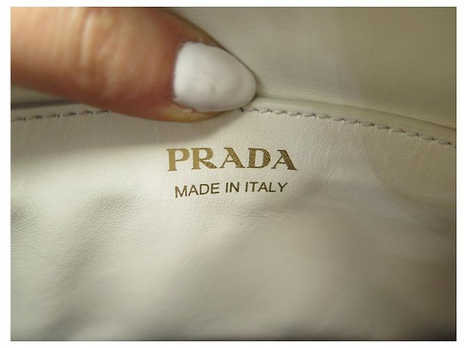 NUOBA BORSA PRADA DIAGRAMME CAMERA 1BH130 PELLE BIANCA A TRACCOLLA Bianco - Ansicht 9