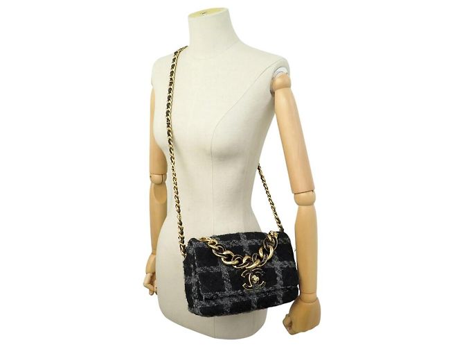 BOLSO CHANEL 19 MEDIUM AS3612 TWEED AZUL MARINO - vista 7