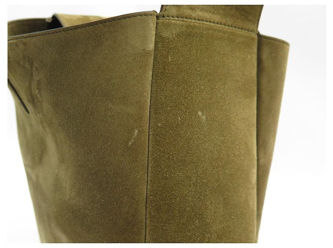 NUOVA BORSA SAINT LAURENT 5 À 7 LARGE 753837 PELLE SCAMOSCIATA KHAKI HOBO BAG Cachi - vista 13