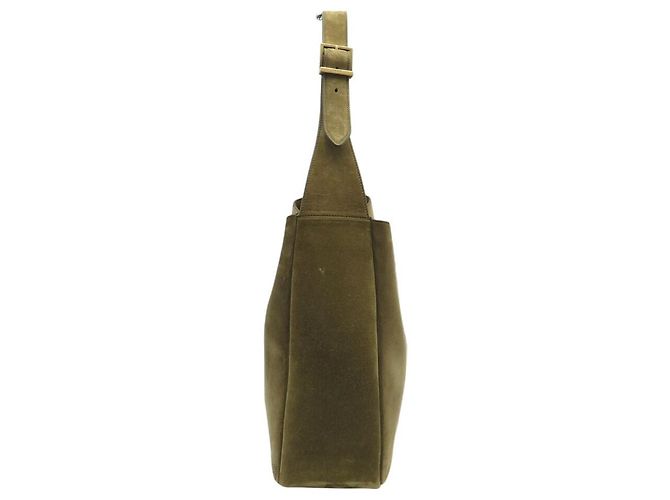 NUOVA BORSA SAINT LAURENT 5 À 7 LARGE 753837 PELLE SCAMOSCIATA KHAKI HOBO BAG Cachi - vista 3