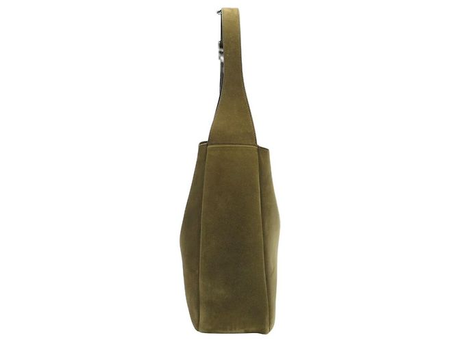 NUOVA BORSA SAINT LAURENT 5 À 7 LARGE 753837 PELLE SCAMOSCIATA KHAKI HOBO BAG Cachi - vista 4