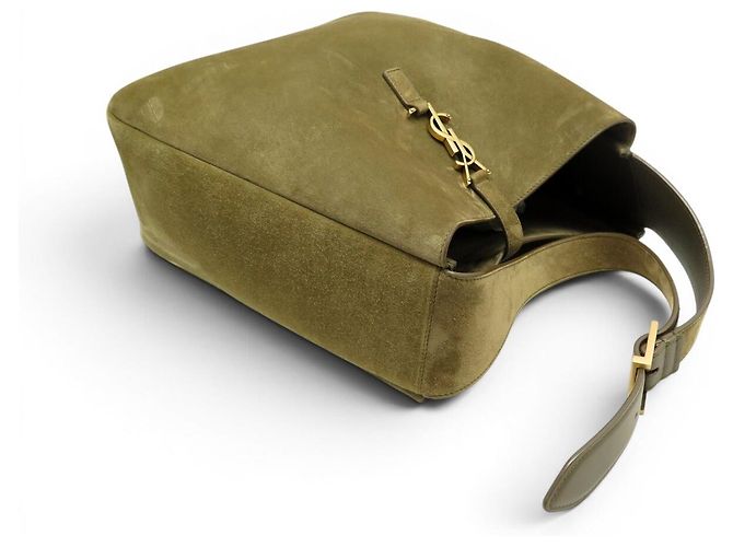 NUOVA BORSA SAINT LAURENT 5 À 7 LARGE 753837 PELLE SCAMOSCIATA KHAKI HOBO BAG Cachi - vista 5