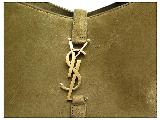 NUOVA BORSA SAINT LAURENT 5 À 7 LARGE 753837 PELLE SCAMOSCIATA KHAKI HOBO BAG Cachi - vista 7