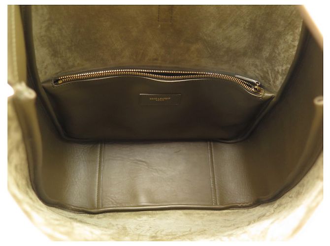 NUOVA BORSA SAINT LAURENT 5 À 7 LARGE 753837 PELLE SCAMOSCIATA KHAKI HOBO BAG Cachi - vista 8