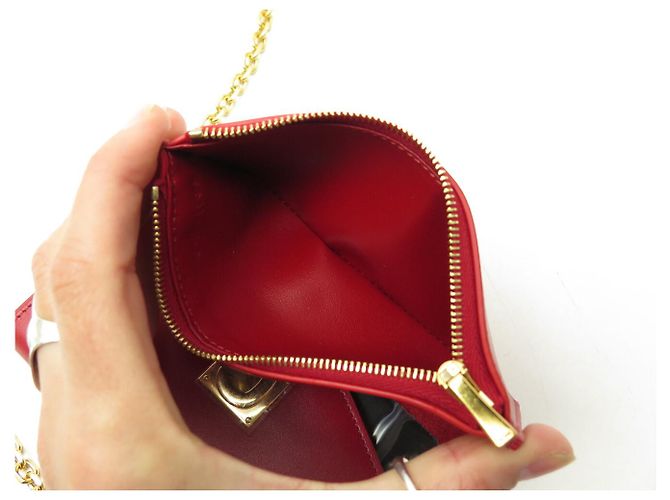 Céline NOVA MINI BOLSA DE MÃO CELINE POCHETTE TELEFONE C 10C543BLJ.27ED BOLSA DE COURO Vermelho - vista 12