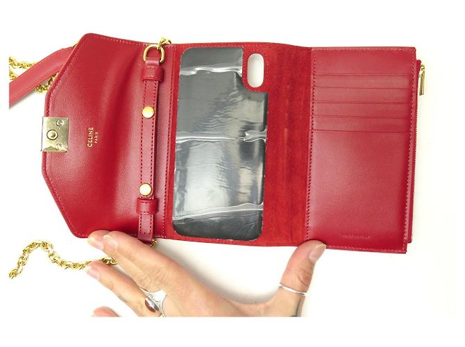 Céline NOVA MINI BOLSA DE MÃO CELINE POCHETTE TELEFONE C 10C543BLJ.27ED BOLSA DE COURO Vermelho - vista 8