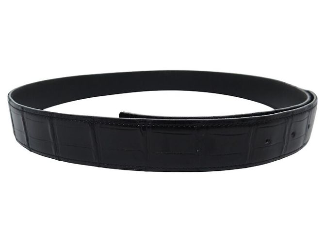 Autre Marque T95 BELT LOOP COMPATIBLE WITH HERMES 32MM BUCKLE IN BLACK CROCODILE LEATHER - view 3