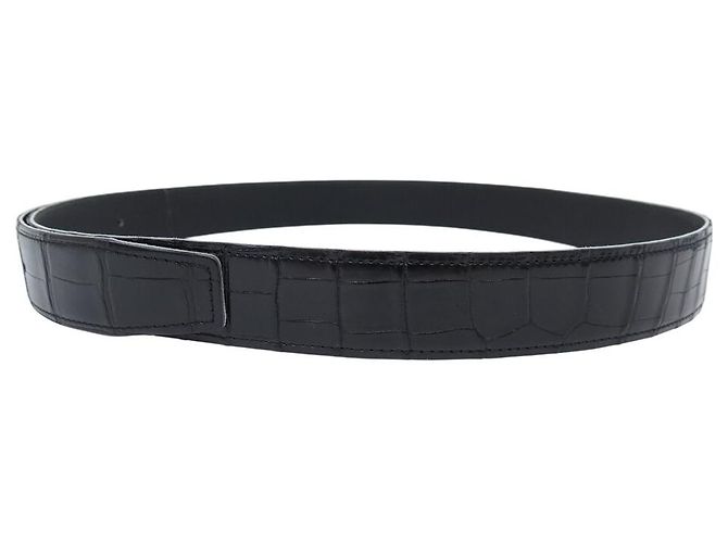 Autre Marque T95 BELT LOOP COMPATIBLE WITH HERMES 32MM BUCKLE IN BLACK CROCODILE LEATHER - view 4