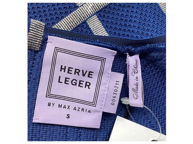 Abito a sirena Veronikka Caged Cold-Shoulder di Herve Leger by Max Azria in nylon blu - vista 5