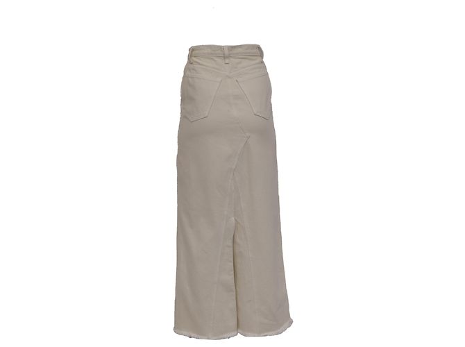 Falda midi Khaite con borde deshilachado en denim blanco Crudo - vista 3