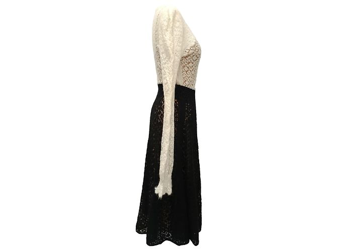 Timeless Abito midi in pizzo bicolore Chanel in lana nera Multicolore - view 2