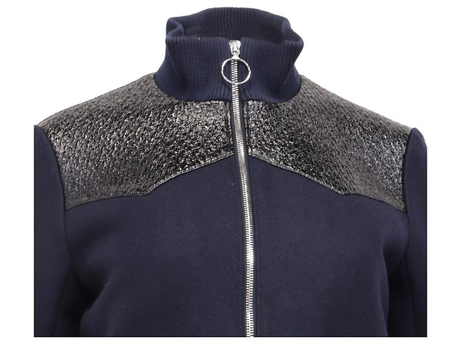 Giacca Biker Maje con zip in lana blu navy - vista 2
