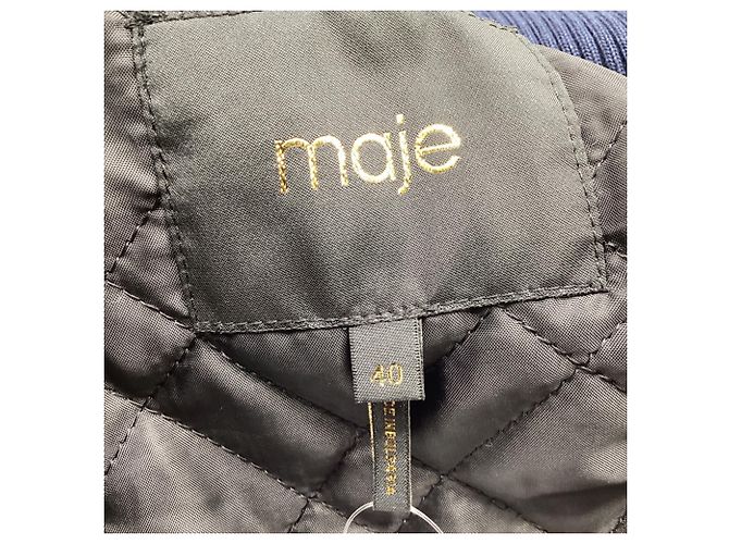 Giacca Biker Maje con zip in lana blu navy - vista 5