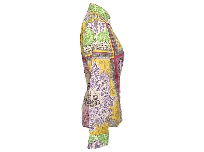 Etro Floral Printed Button Front Shirt in Multicolor Cotton Multiple colors - view 2