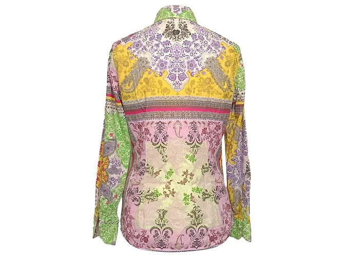 Etro Floral Printed Button Front Shirt in Multicolor Cotton Multiple colors - view 3