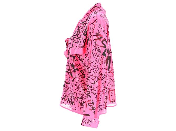 Balenciaga Graffiti Schalbluse aus rosa Polyester Pink - Ansicht 2