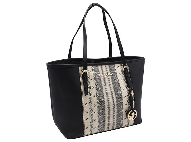 Bolso tote de viaje pequeño Michael Kors en cuero Saffiano negro Multicolor - vista 2