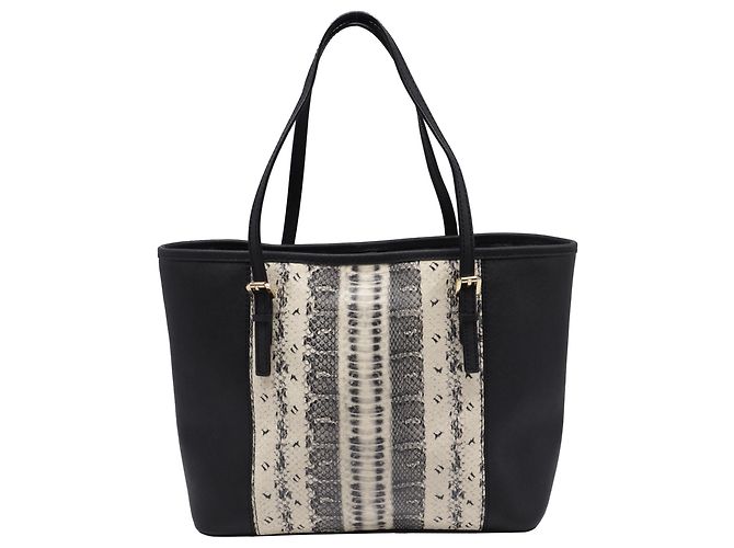 Bolso tote de viaje pequeño Michael Kors en cuero Saffiano negro Multicolor - vista 4