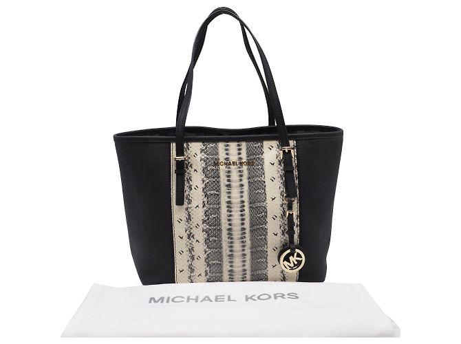 Bolso tote de viaje pequeño Michael Kors en cuero Saffiano negro Multicolor - vista 5